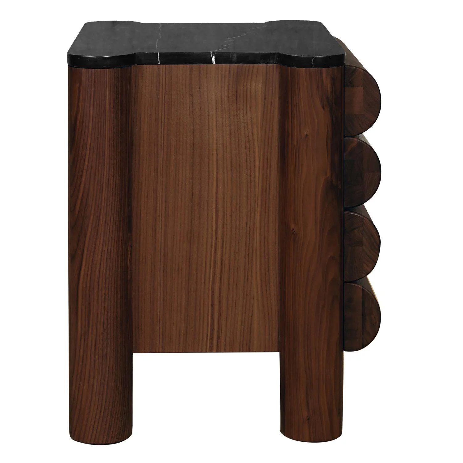 Bubbles 2 Drawers Bedside Table - Walnut - Black Marble - Floor Stock - Image 4