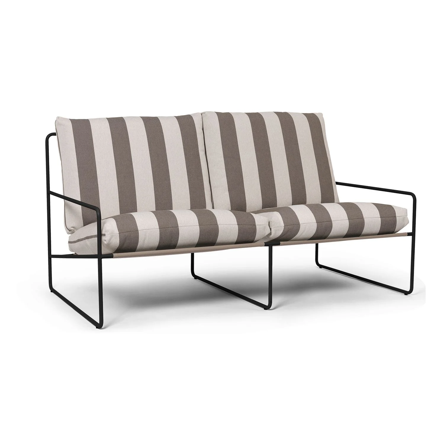 Desert Stripe 2 Seater Sofa - Black/Chocolate - Floor Stock - Image 2