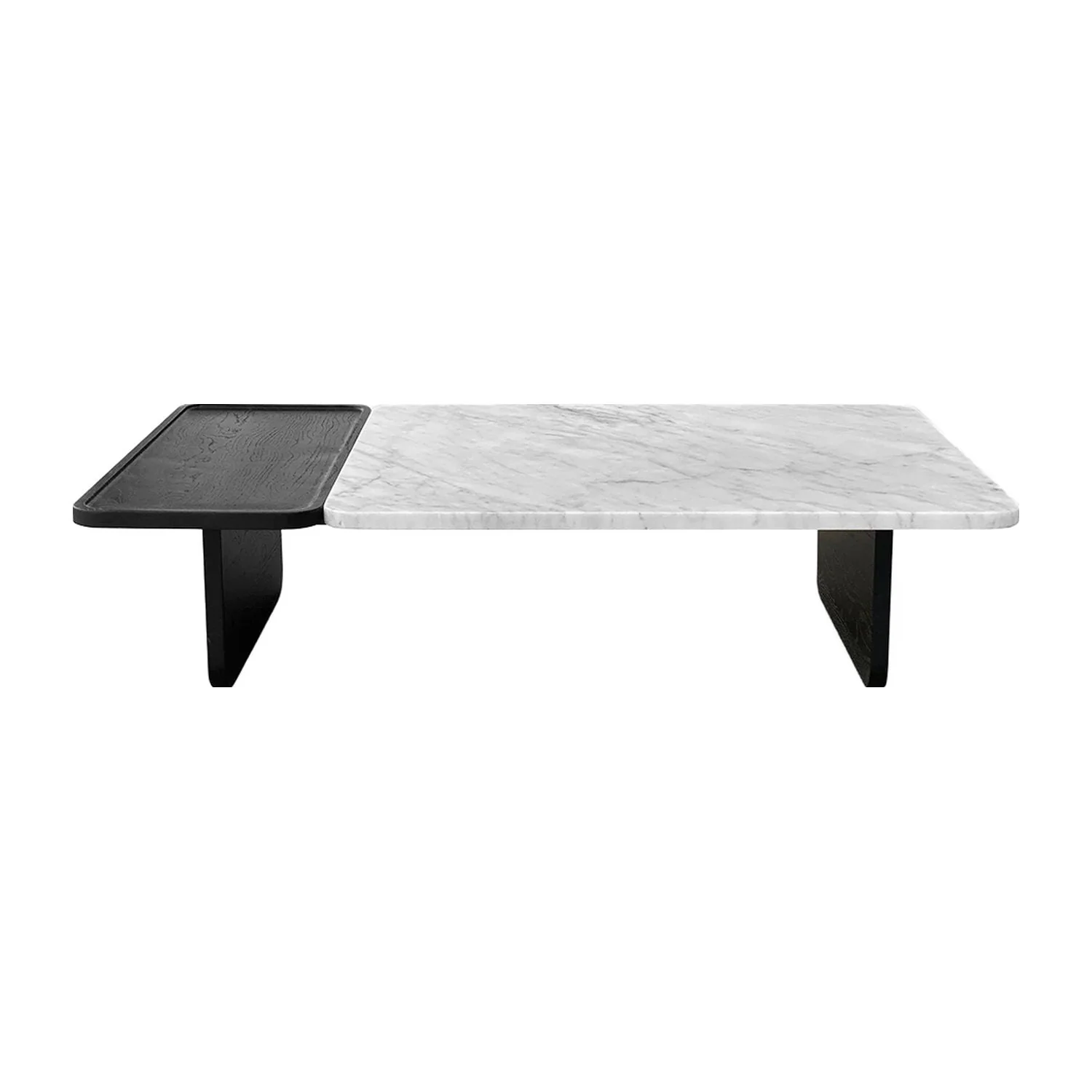 Duo Large Marble Coffee Table - Black - Bianco Carrara Marble - Floor Stock