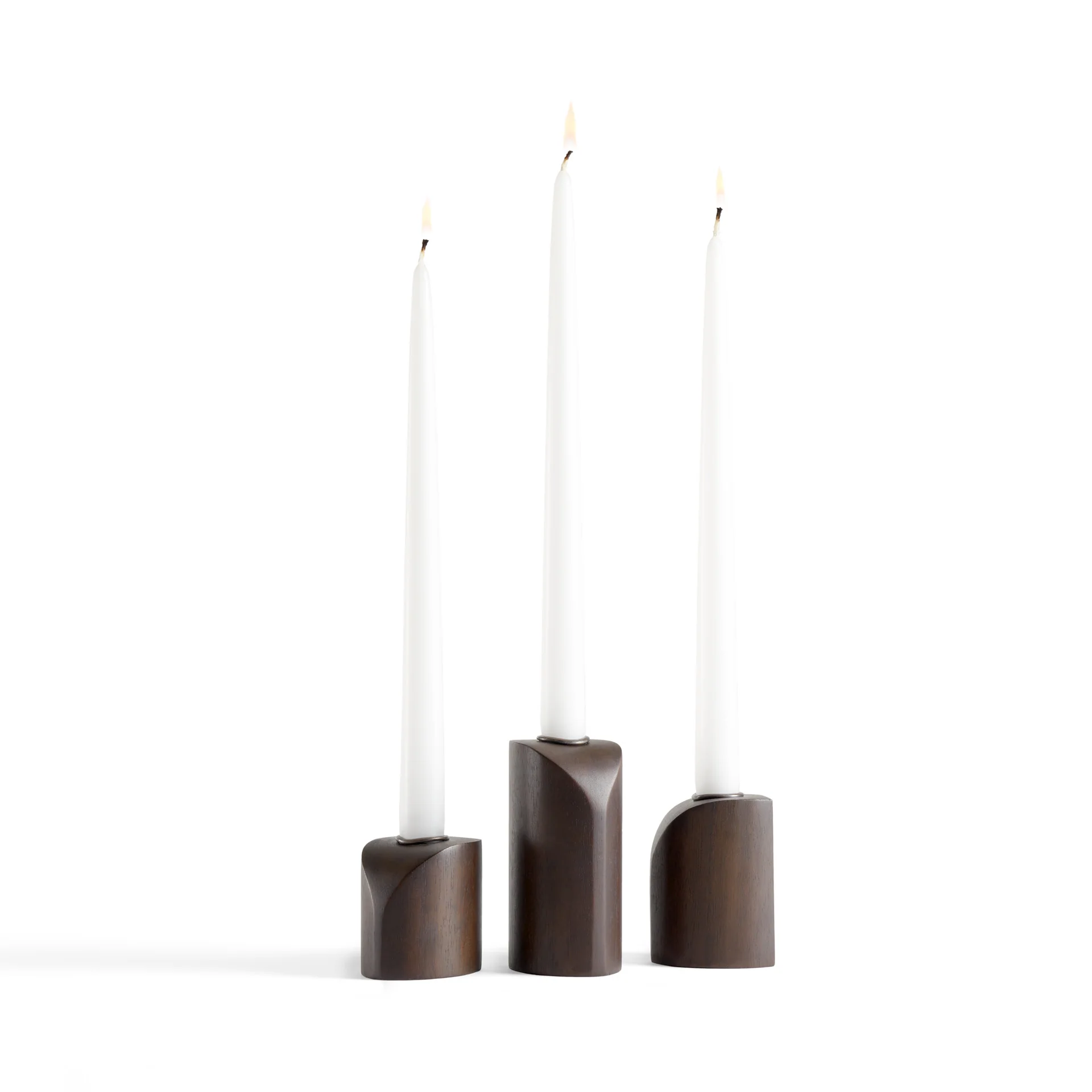 Ethnicraft Mahogany PI Candle Holders - Set of 3 - Image 3