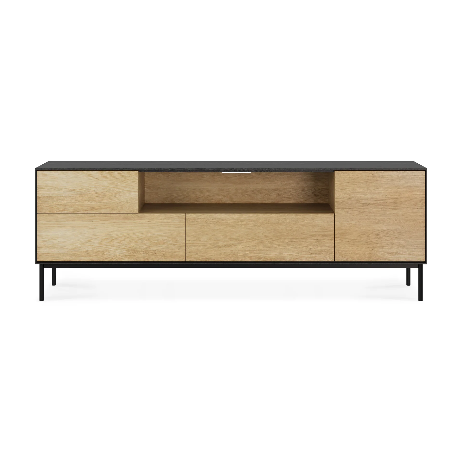 Ethnicraft Oak Blackbird TV Cupboard - 1 Doors/1 Flip-down Door/2 Drawers