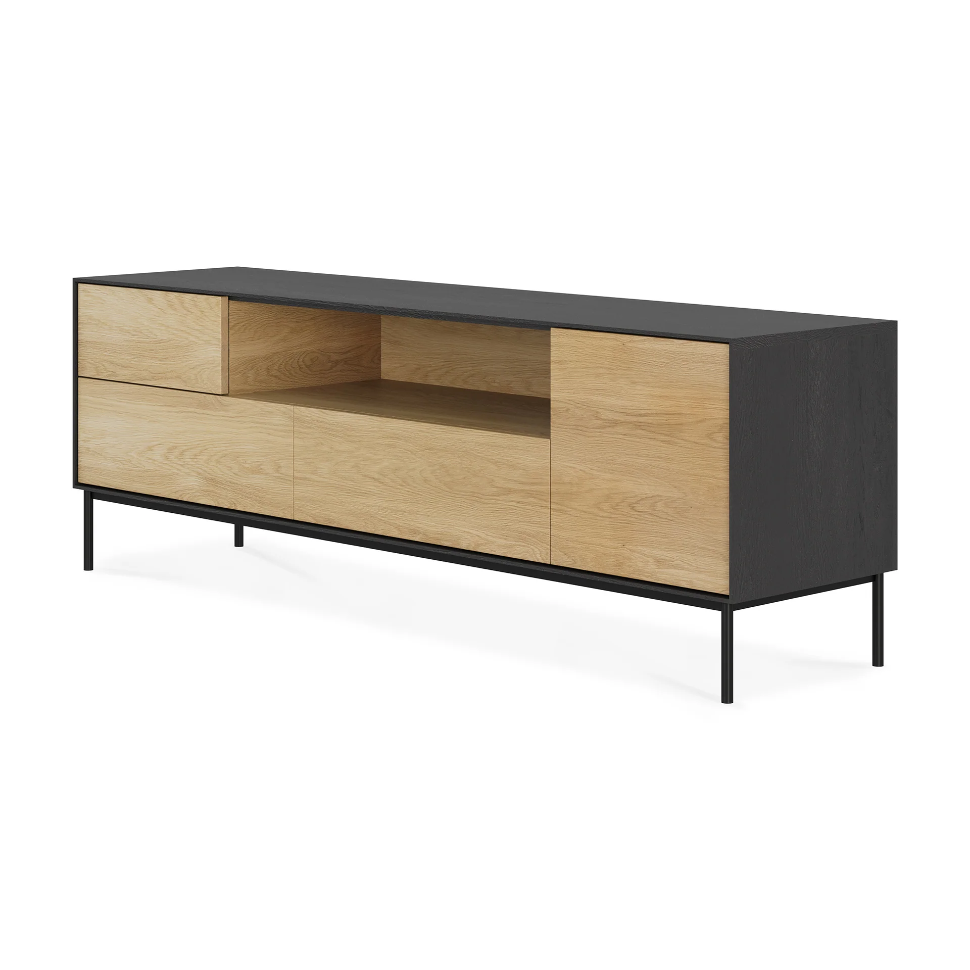 Ethnicraft Oak Blackbird TV Cupboard - 1 Doors/1 Flip-down Door/2 Drawers - Image 2