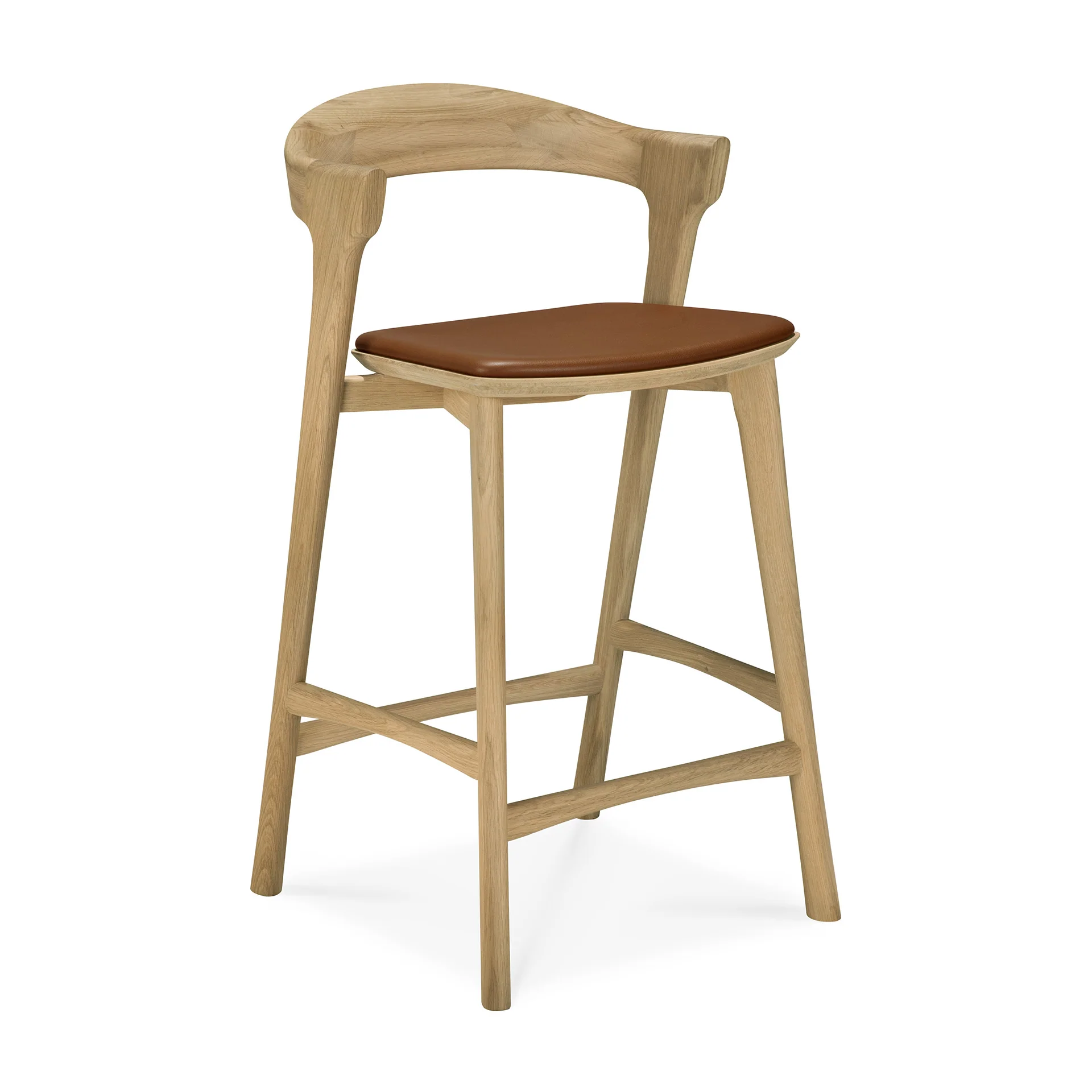 Ethnicraft Oak Bok Counter Stool - Leather