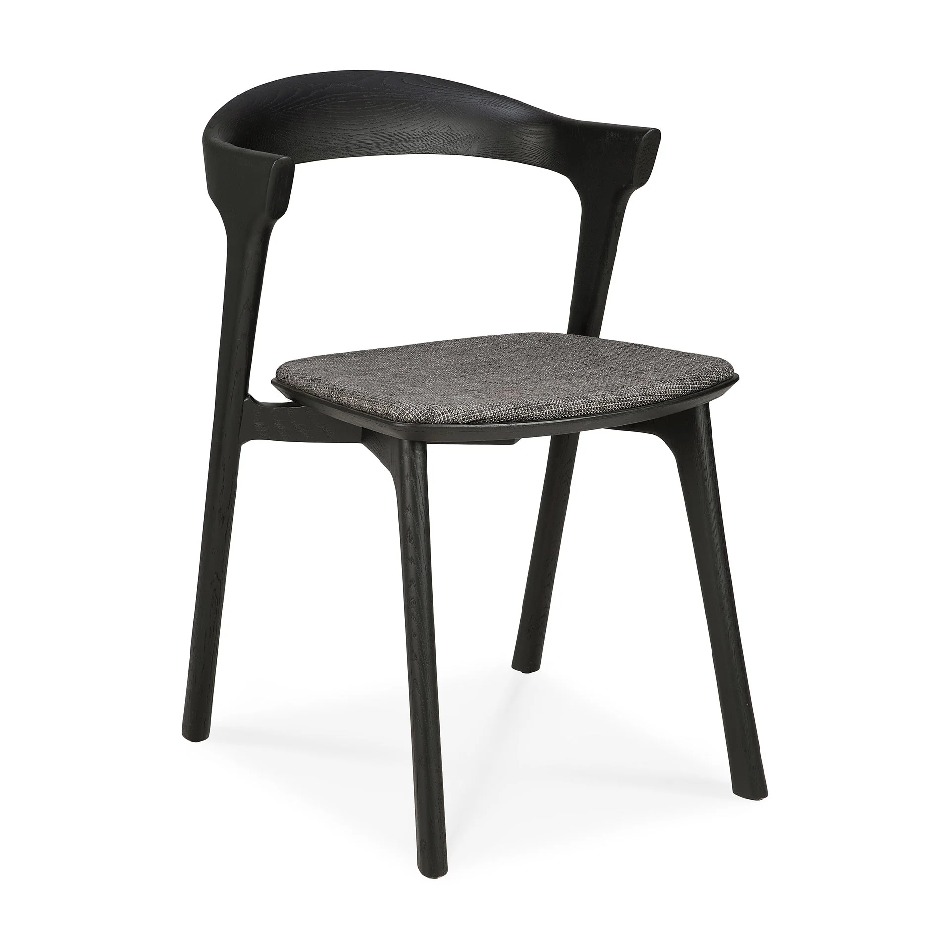Ethnicraft Oak Bok Dining Chair - Fabric - Black Oak - Grey - Floor Stock