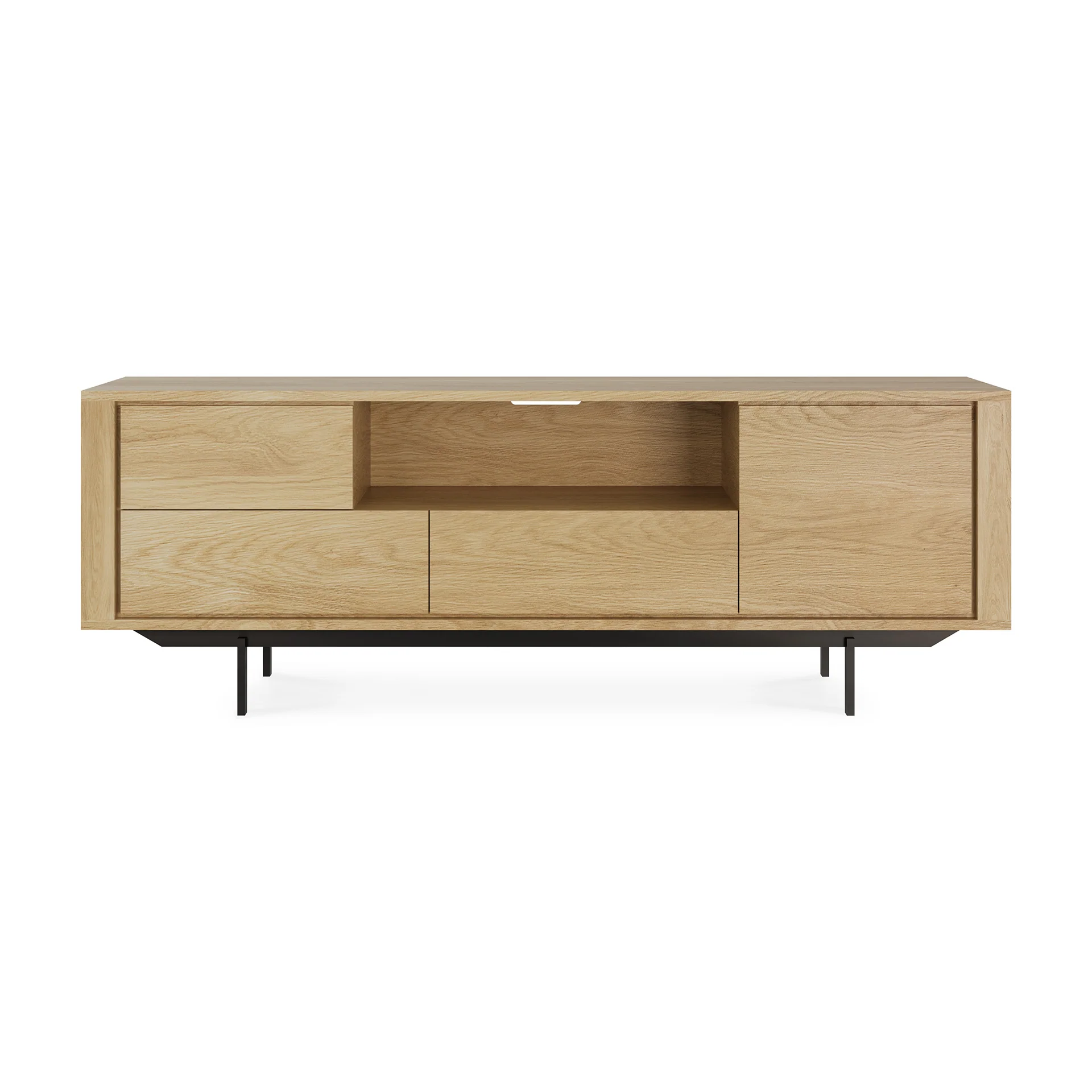 Ethnicraft Oak Shadow Entertainment Unit - 1 Door/1 Flip-down Door/ 2 Drawers
