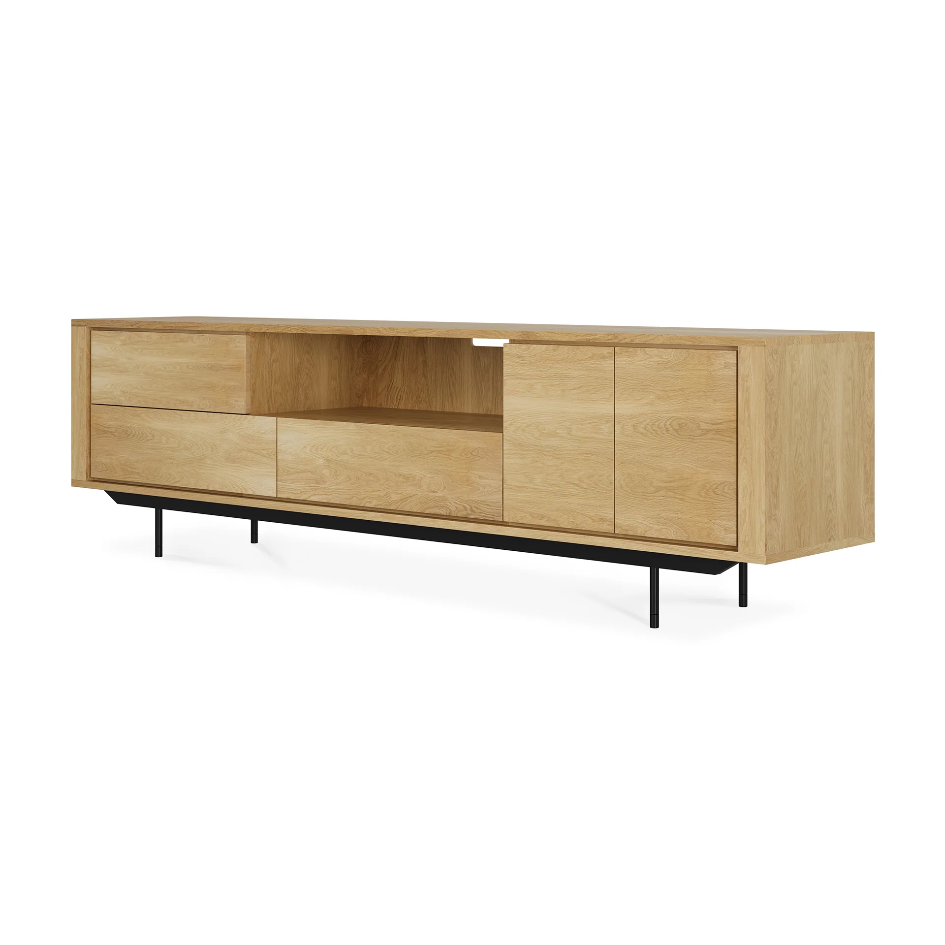 Ethnicraft Oak Shadow Entertainment Unit - 2 Doors/1 Flip-down Door/ 2 Drawers - Image 2