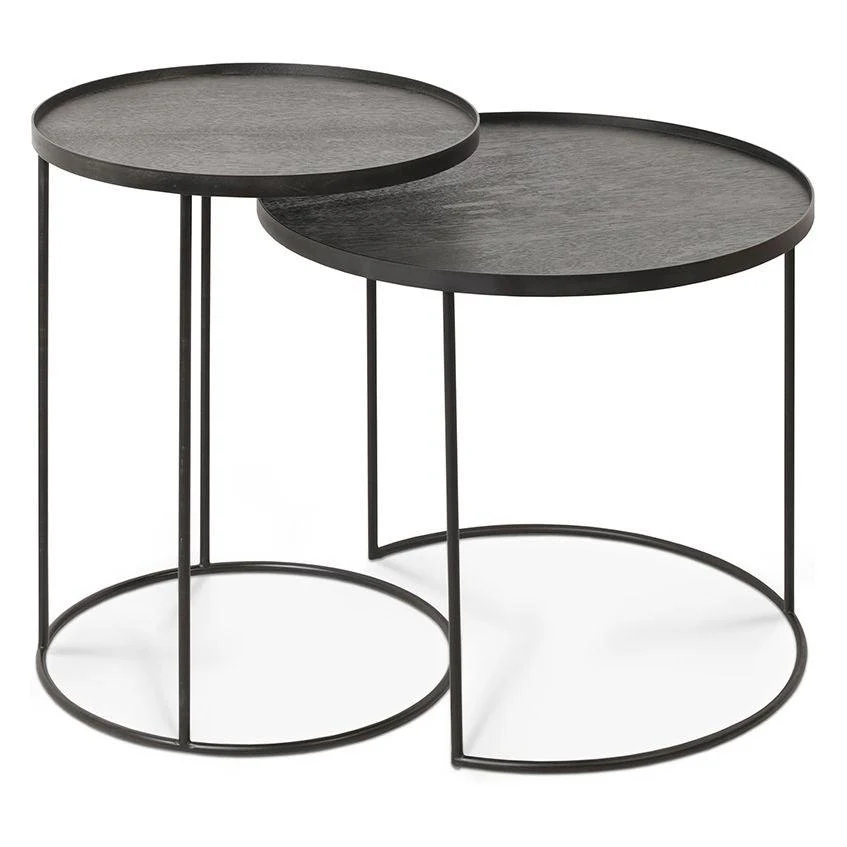 Ethnicraft Round Tray Side Table - Set of 2