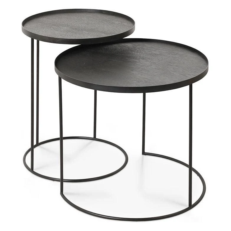 Ethnicraft Round Tray Side Table - Set of 2 - Image 2