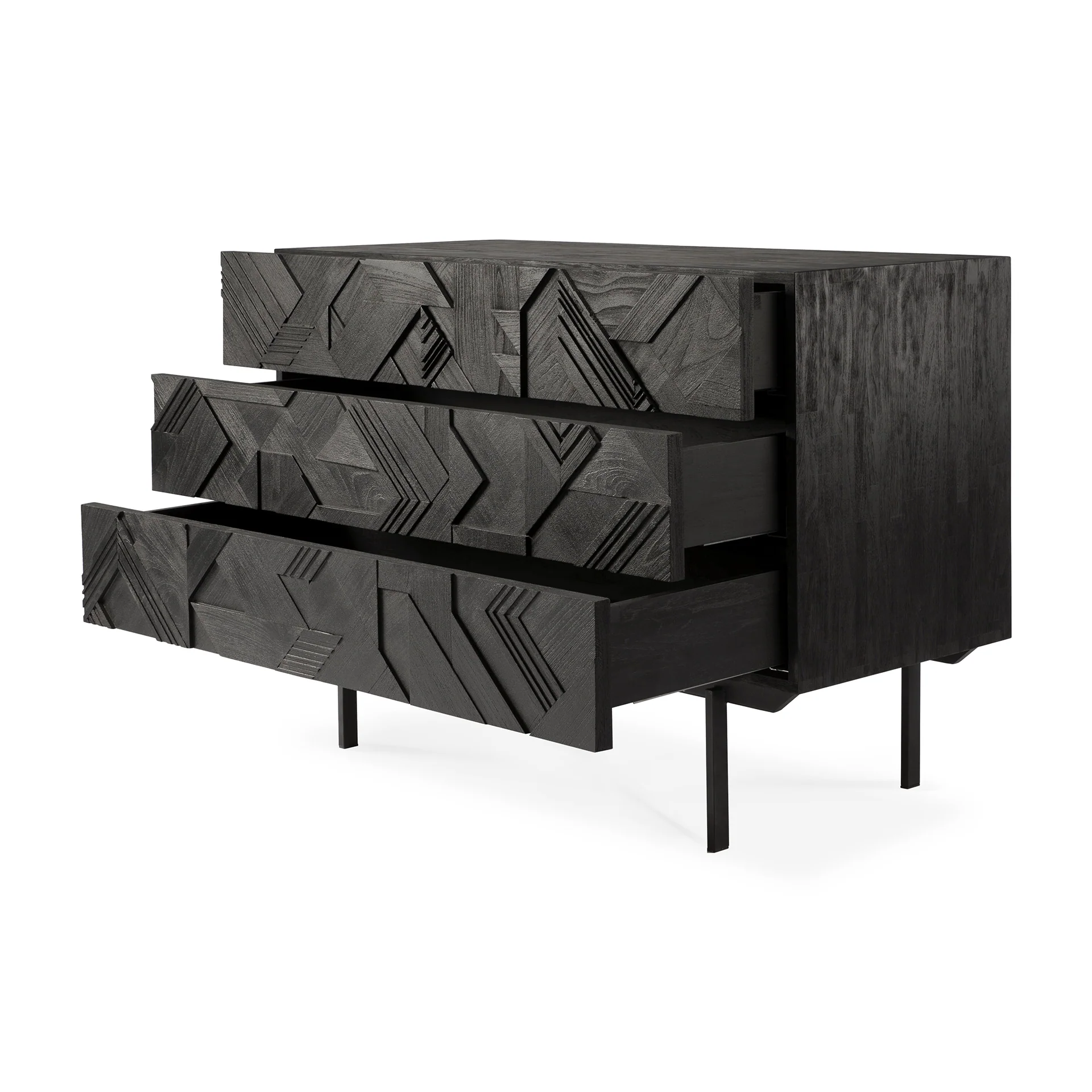 Ethnicraft Teak Graphic Chest of 3 Drawers - Floor Stock - Image 3