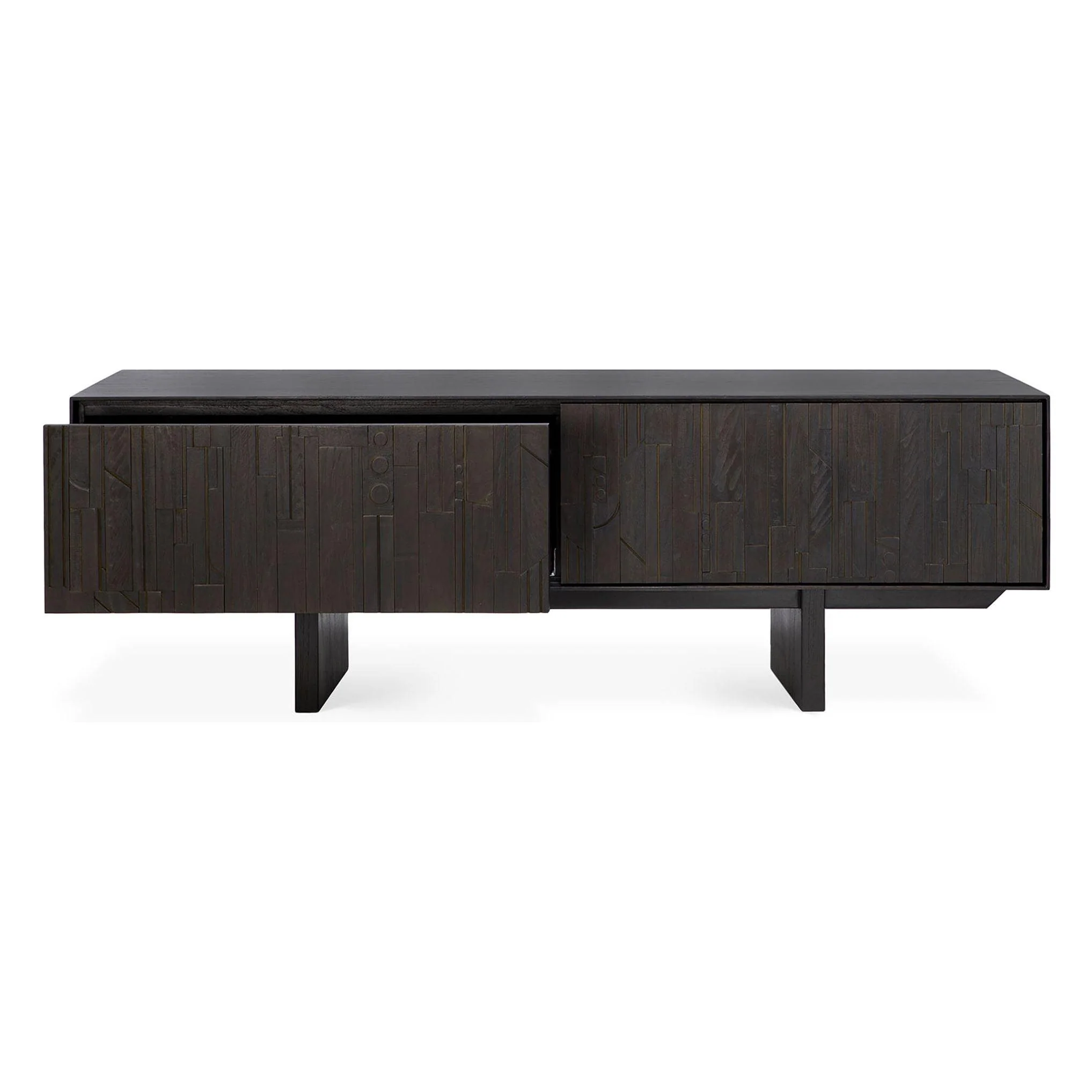 Ethnicraft Teak Mosaic TV Cupboard - 1 Flip-down Door/1 Drawer - Image 3