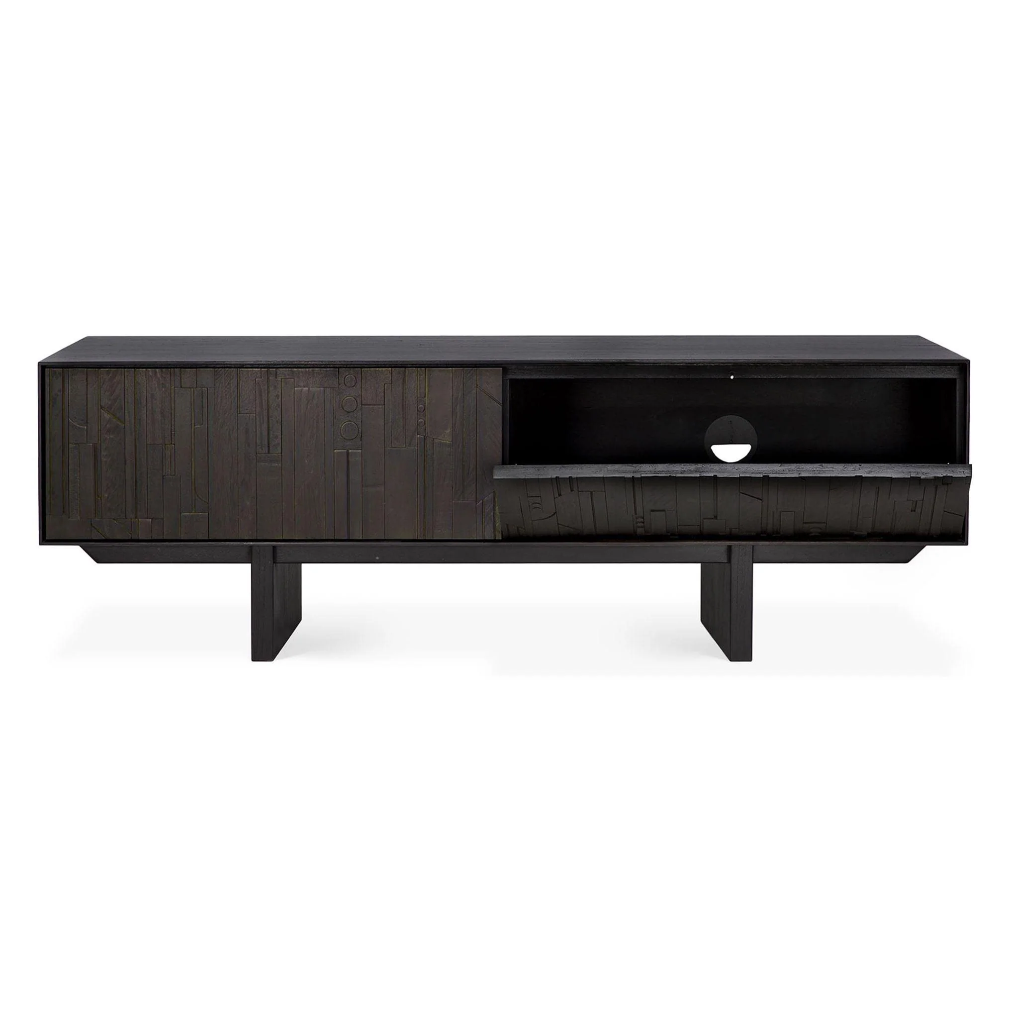 Ethnicraft Teak Mosaic TV Cupboard - 1 Flip-down Door/1 Drawer - Image 4
