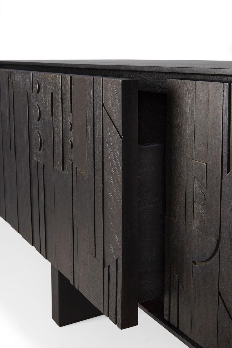 Ethnicraft Teak Mosaic TV Cupboard - 1 Flip-down Door/2 Drawer - Image 5