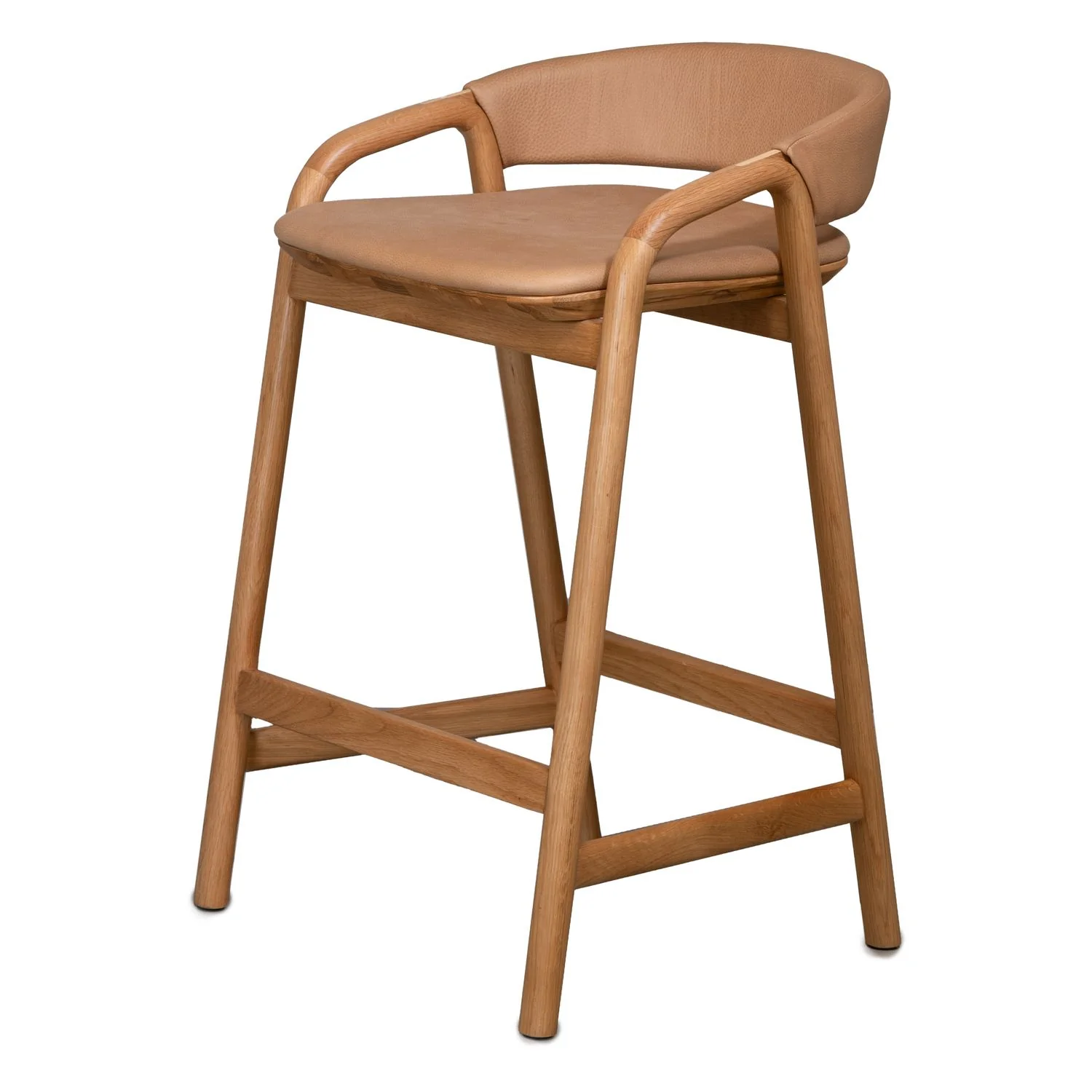 Inlay Counter Stool with Leather Backrest - Image 2