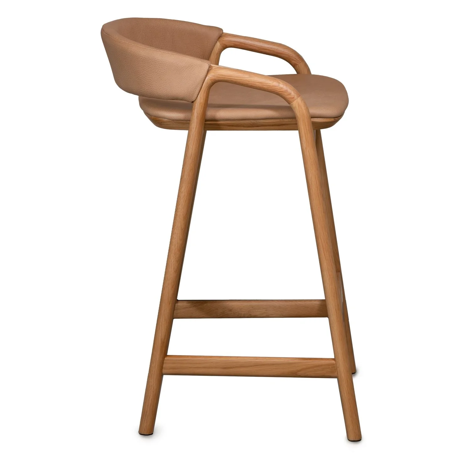 Inlay Counter Stool with Leather Backrest - Image 3
