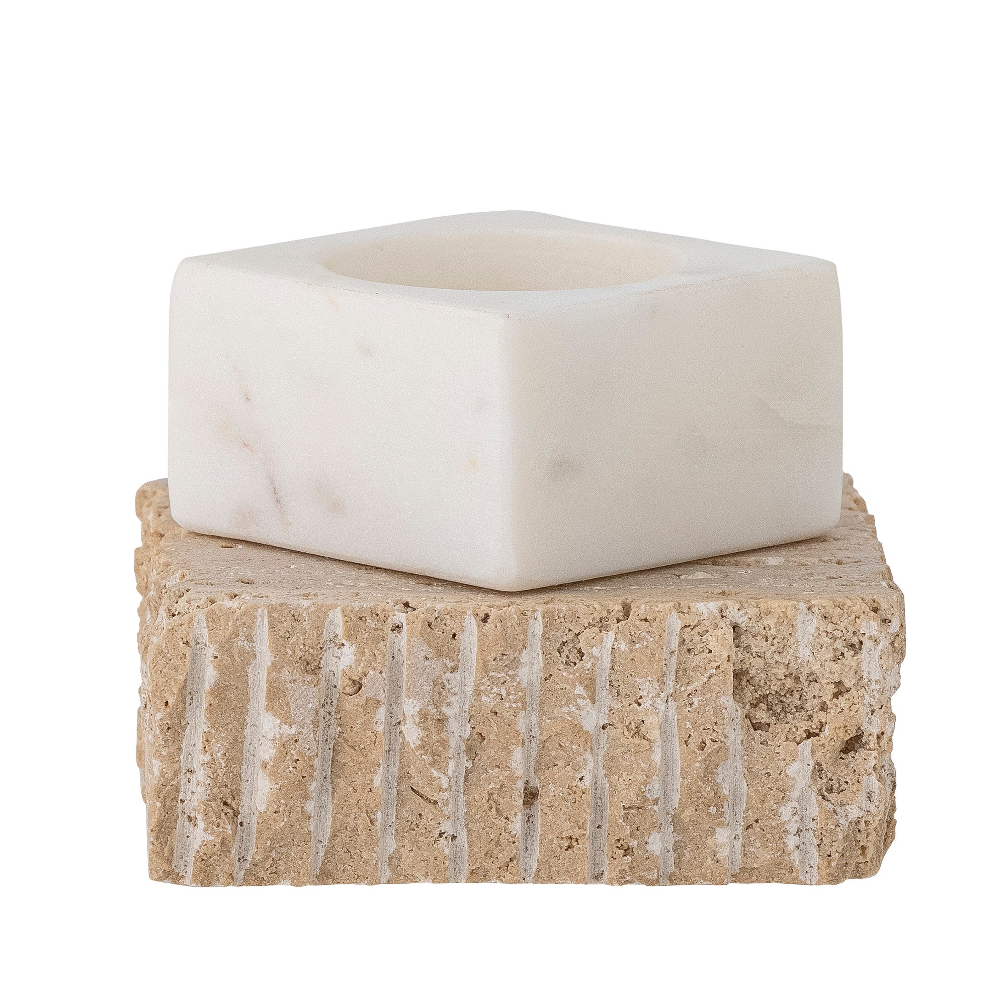 Juta Travertine Votive & Candle Holder - Nature