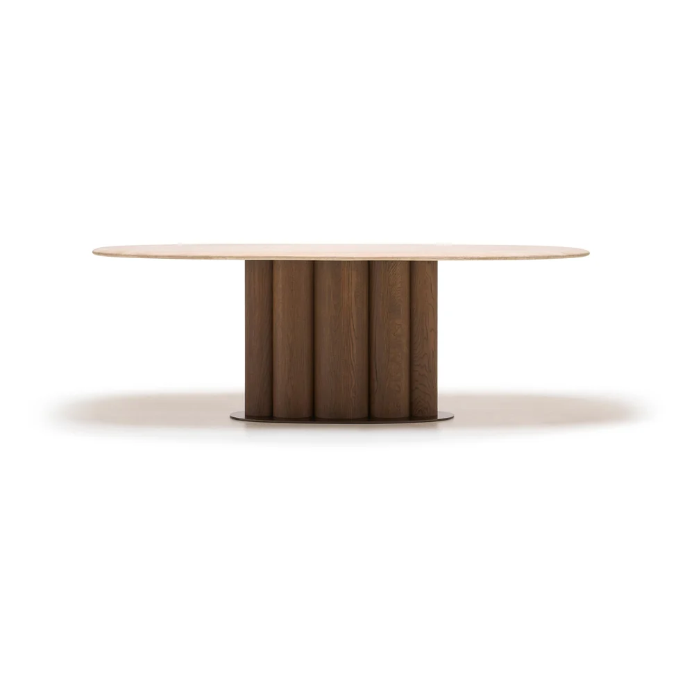 Kora Travertine Oval Dining Table