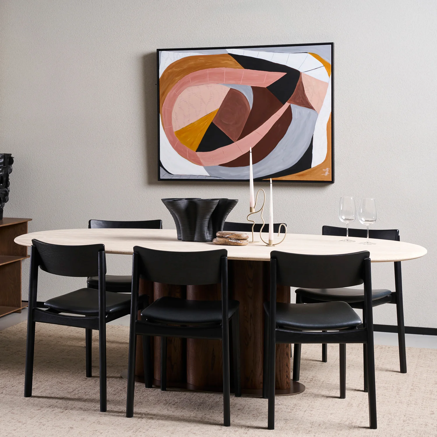 Kora Travertine Oval Dining Table - Image 6