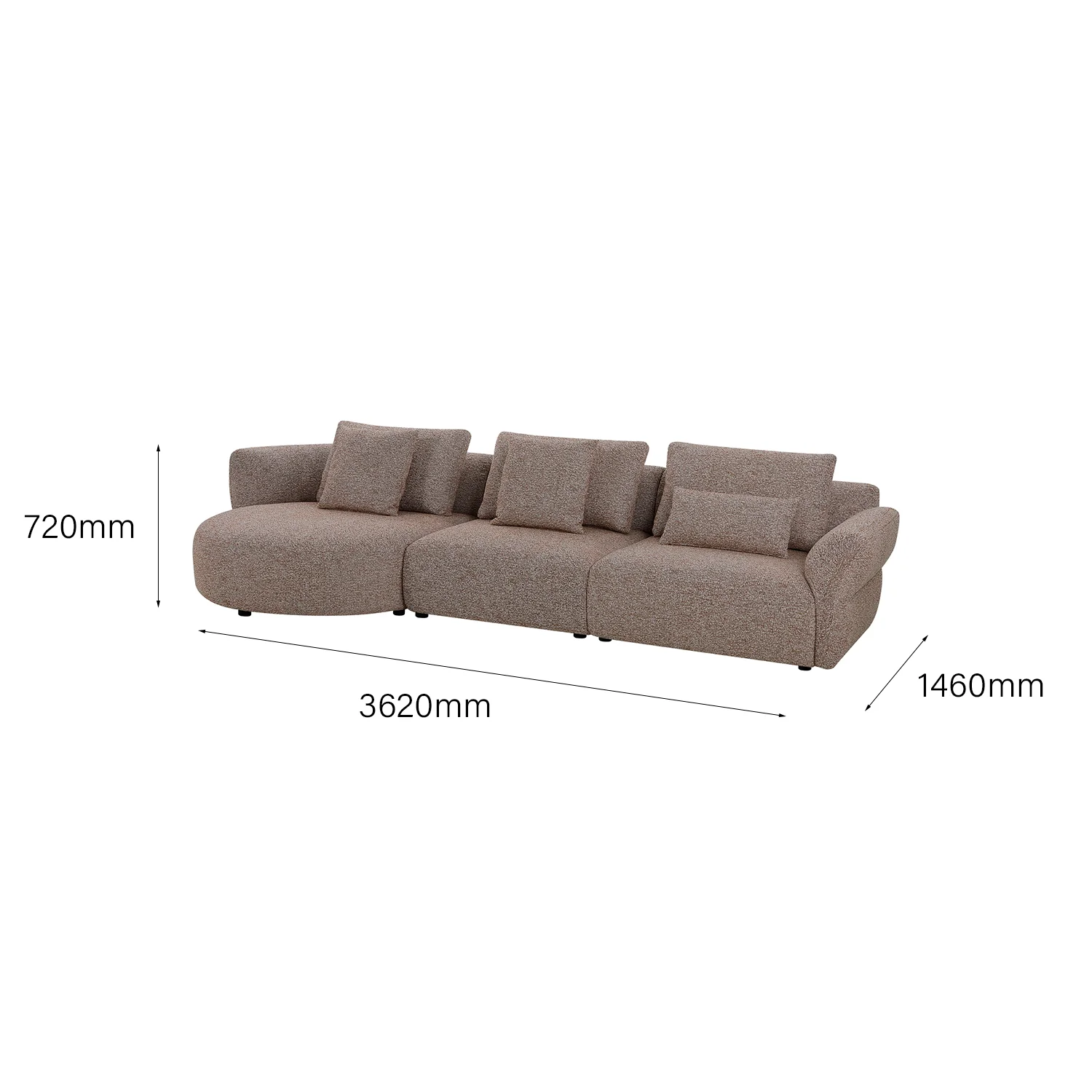 Luca 3 Seater Sofa with Curved Chaise - Image 13