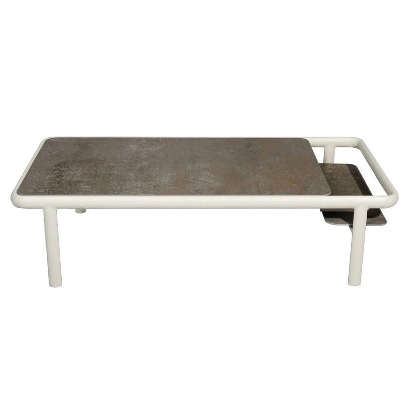 Mindo 106 Rectangular Coffee Table - Light Grey - Steel Chrome - Floor Stock