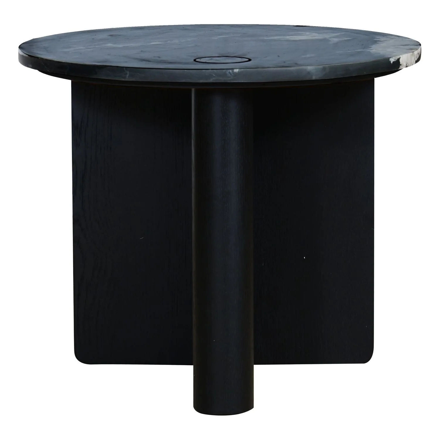 Pivot Round Marble Side Table - Black - Nero Perlato Marble - Floor Stock