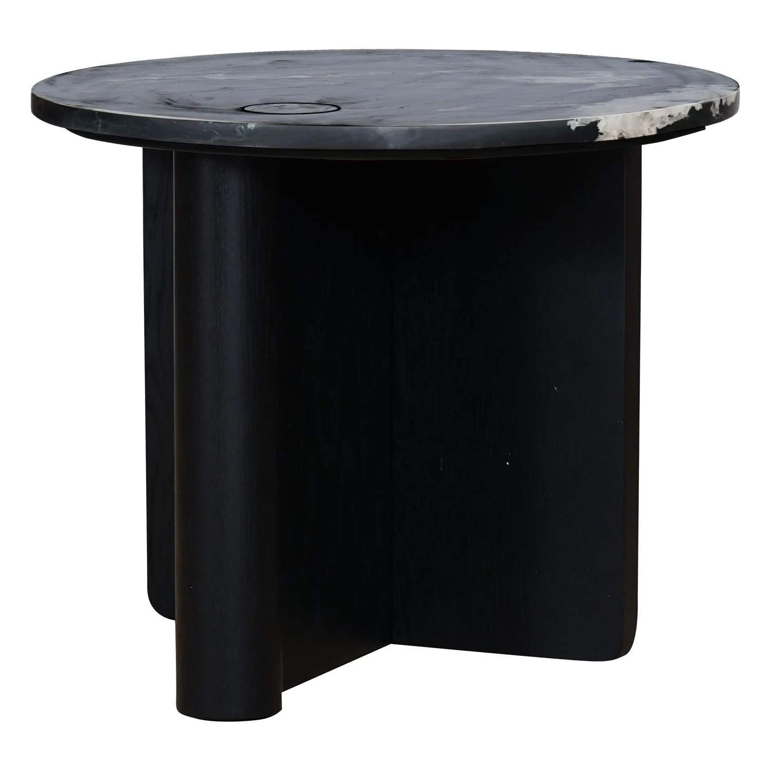 Pivot Round Marble Side Table - Black - Nero Perlato Marble - Floor Stock - Image 2
