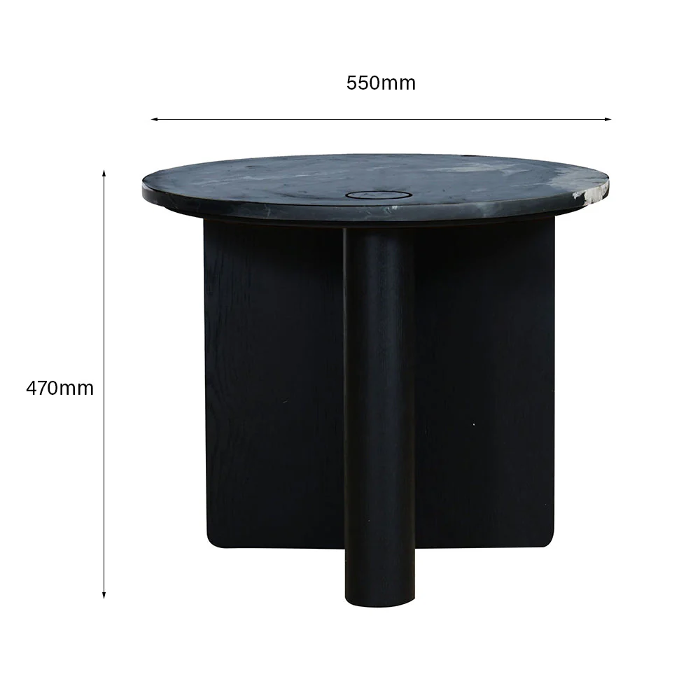 Pivot Round Marble Side Table - Black - Nero Perlato Marble - Floor Stock - Image 4