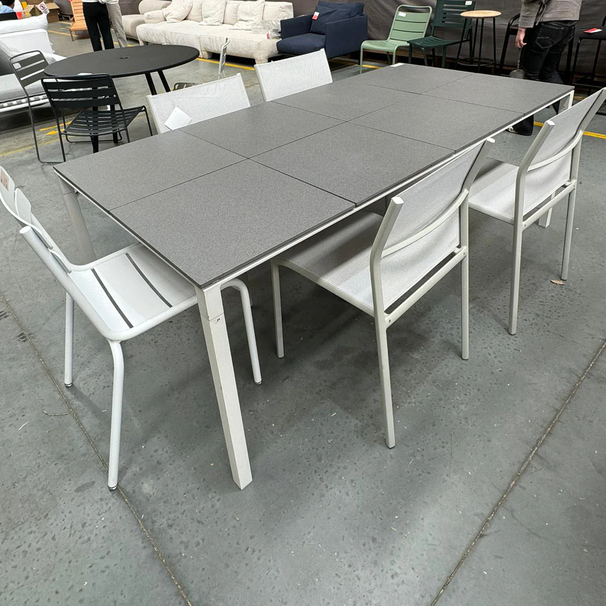 Pure Dining Table - Rectangular - Tiles - Lava Grey Aluminium - Floor Stock