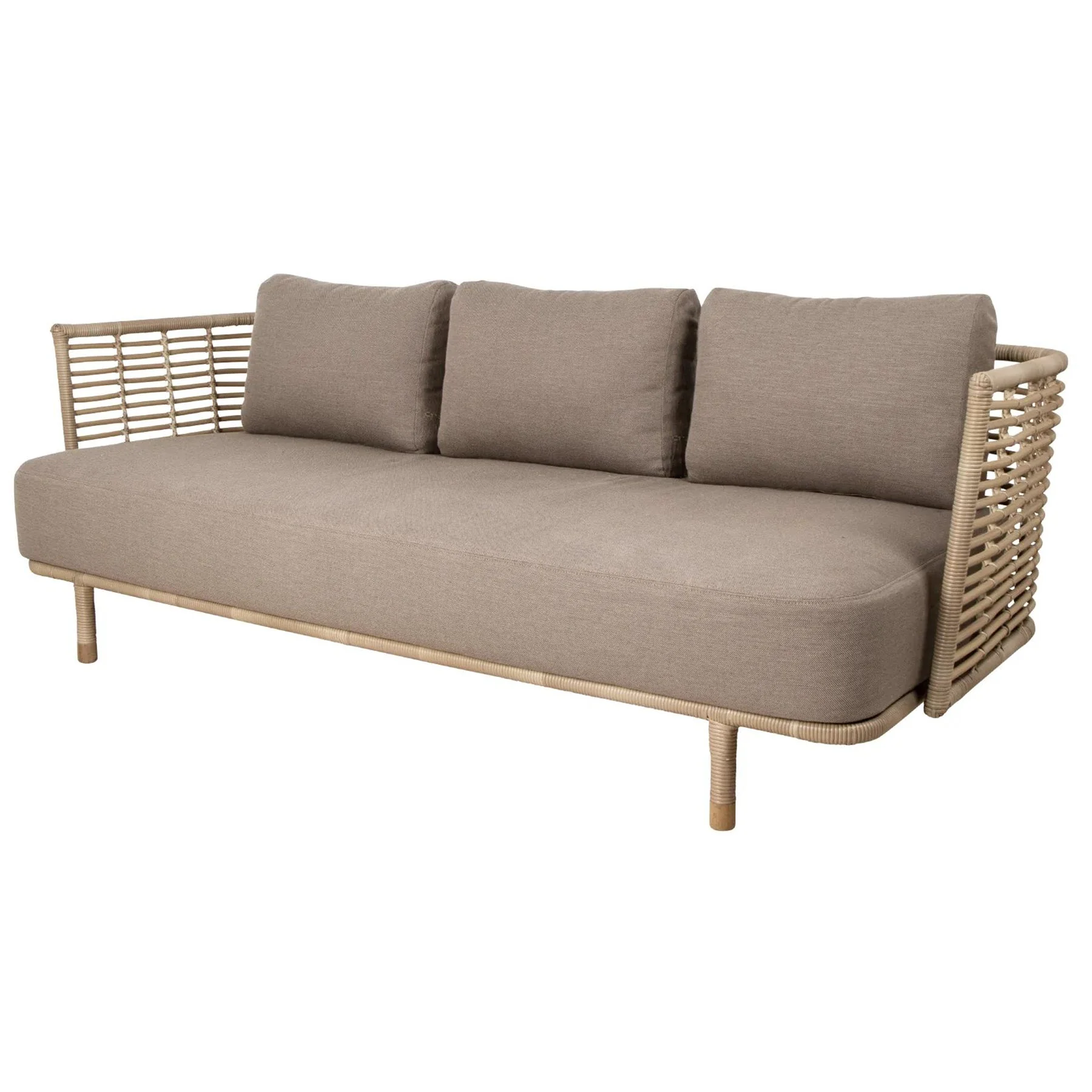 Sense 3 Seater Sofa - Outdoor - Natural Frame - Taupe Cushion - Floor Stock