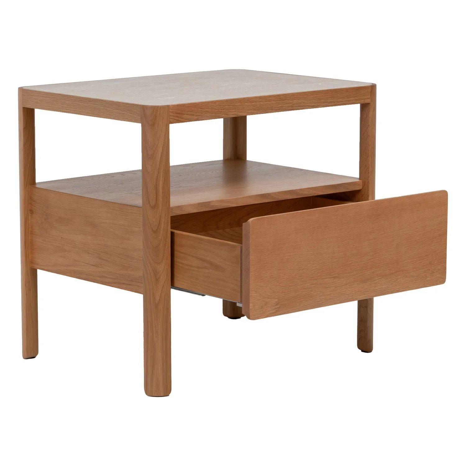 Theo Travertine Wide Bedside Table - Image 3