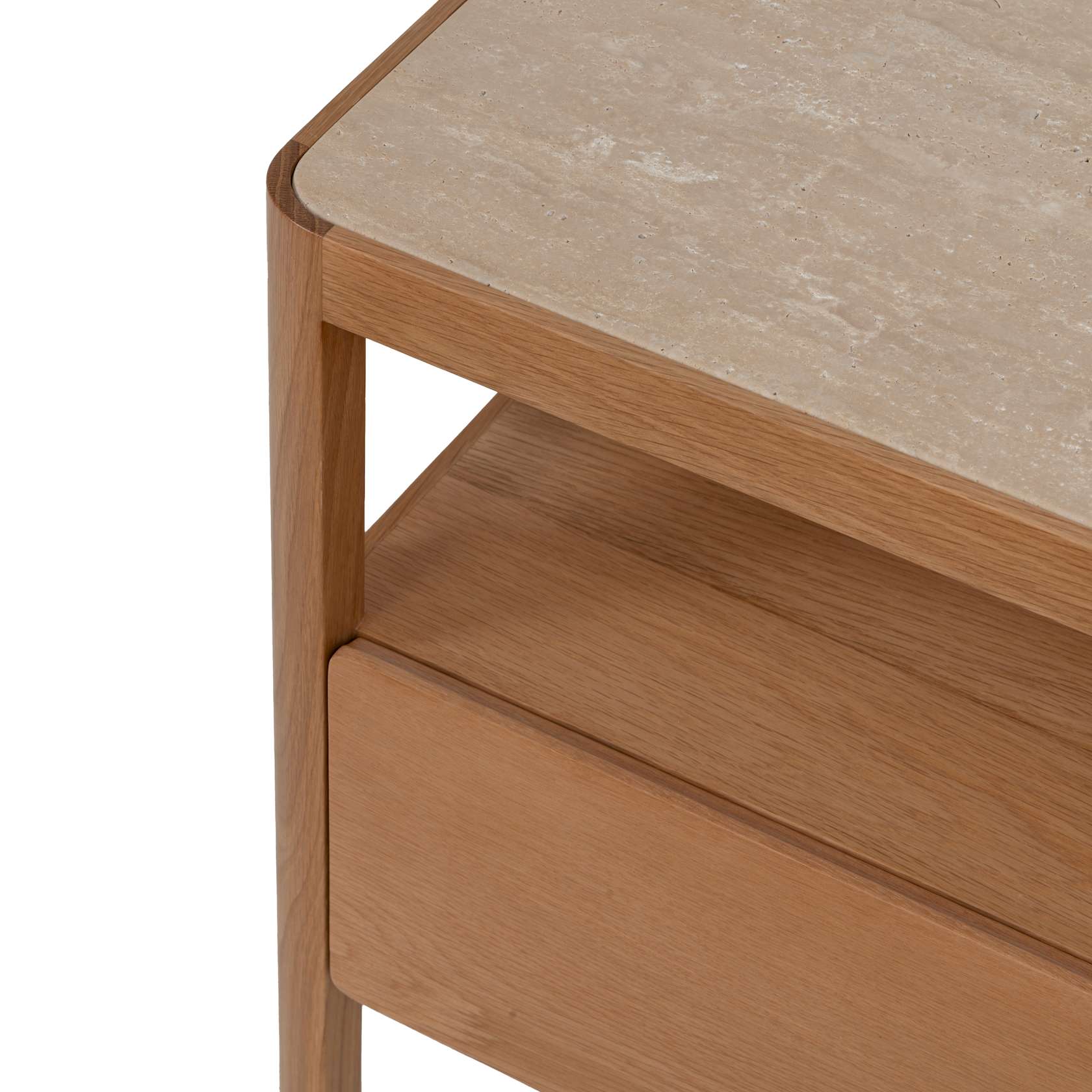 Theo Travertine Wide Bedside Table - Image 8