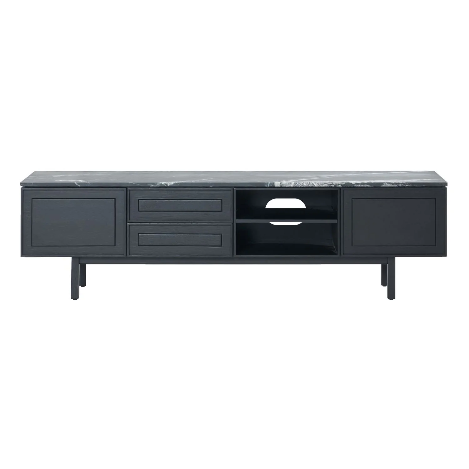 Yorke Classic Marble TV Unit - 2 Drawers/2 Doors with Simple Legs