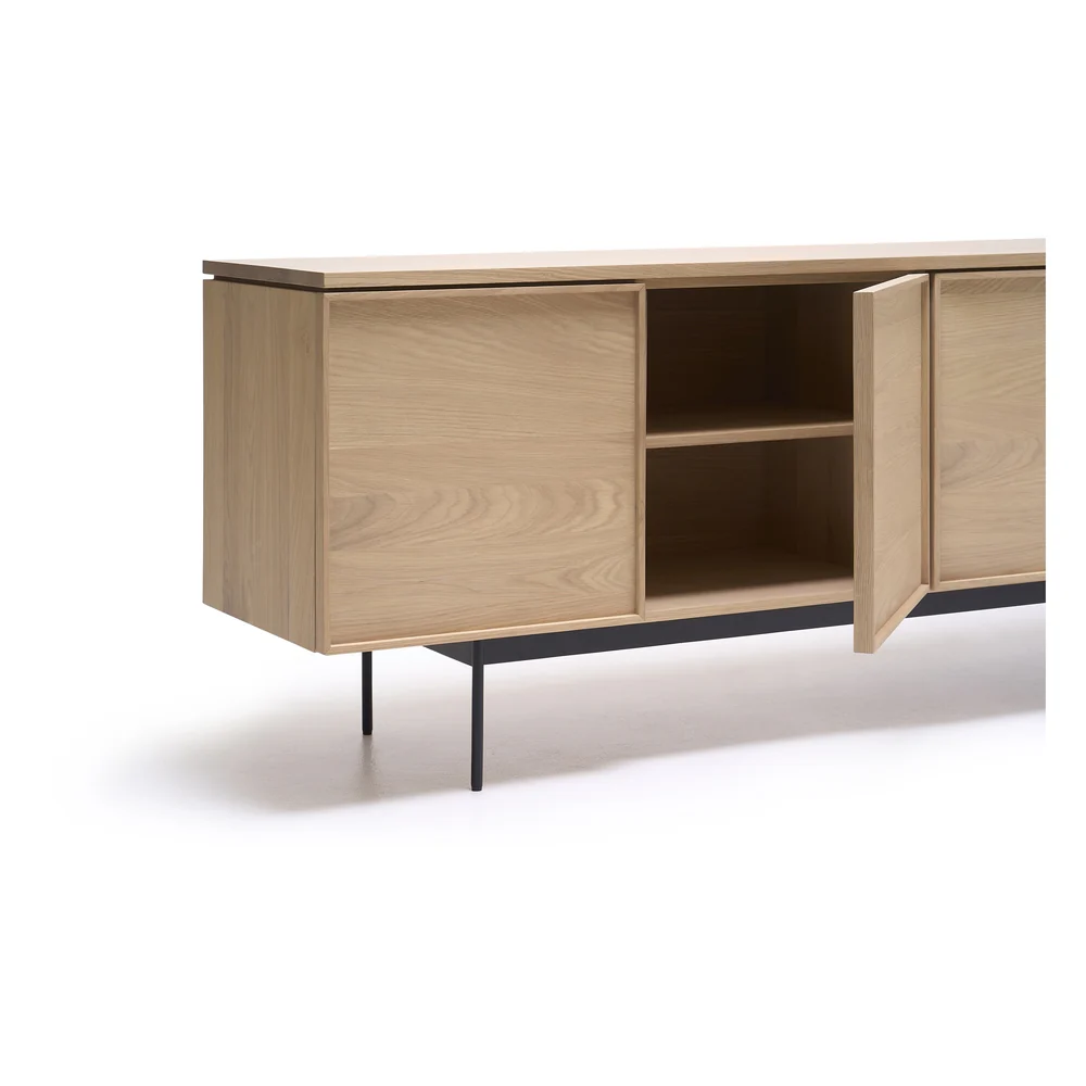 Yorke Plain Timber Sideboard - 4 Doors with Metal Legs - Image 3