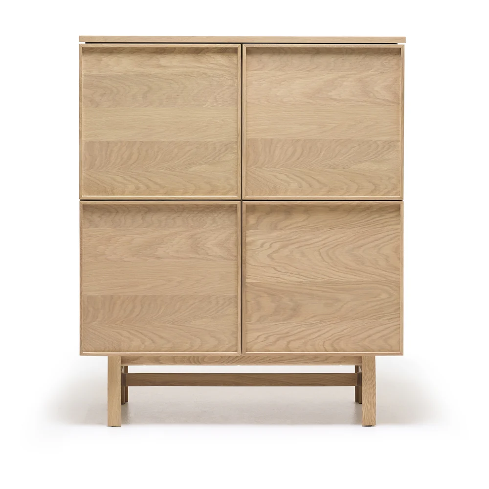 Yorke Plain Timber Tall Highboard with H Legs