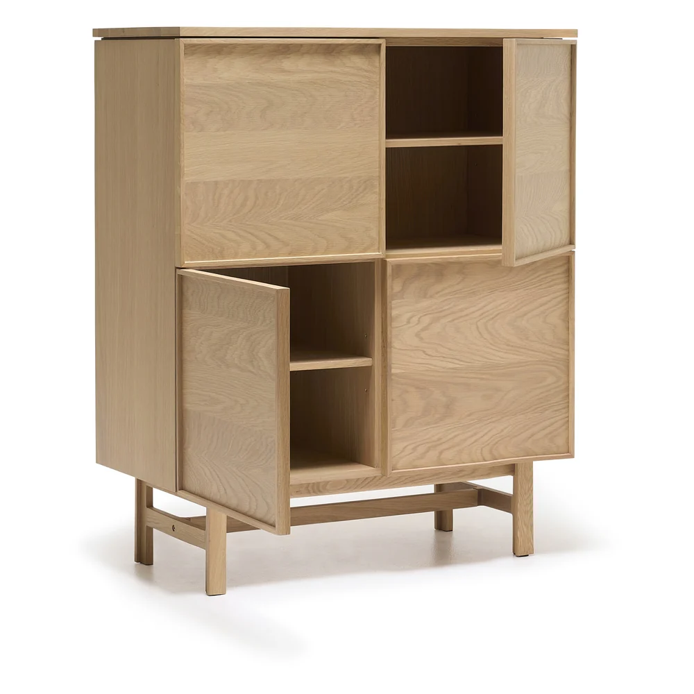 Yorke Plain Timber Tall Highboard with H Legs - Image 3