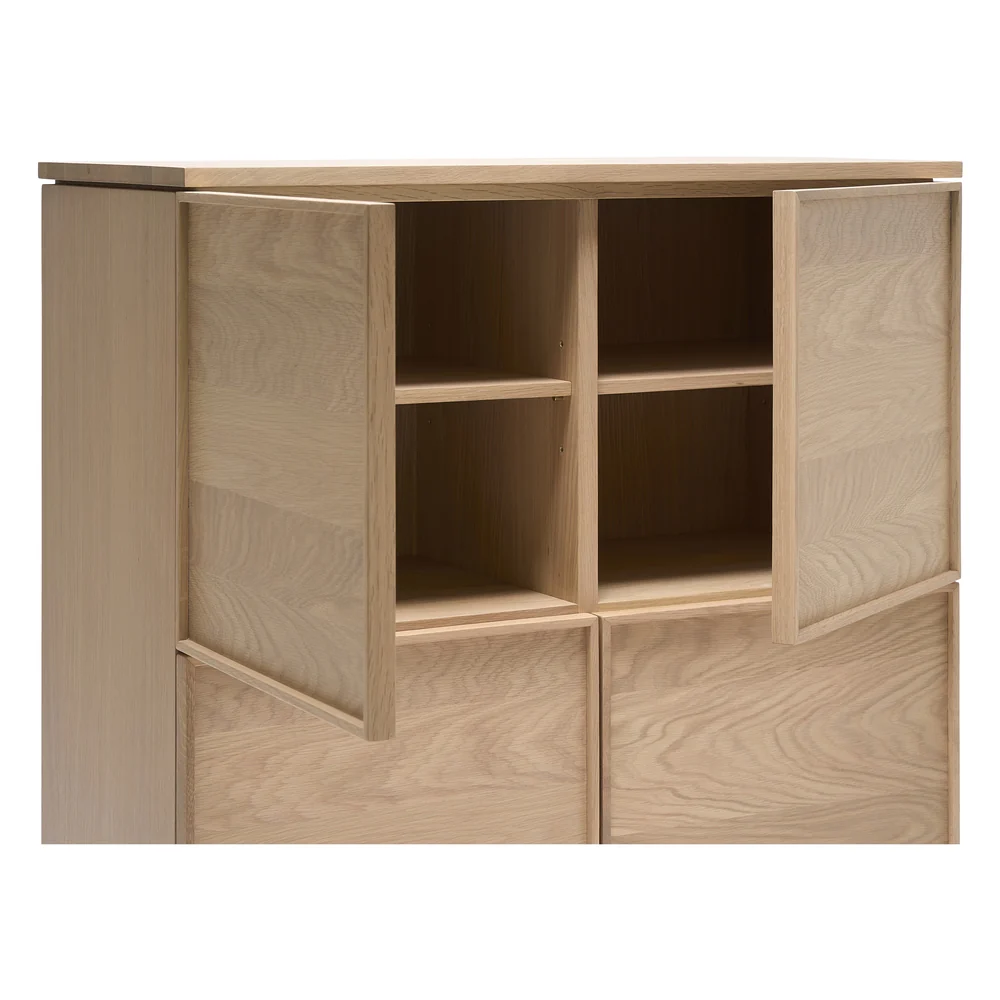 Yorke Plain Timber Tall Highboard with H Legs - Image 4