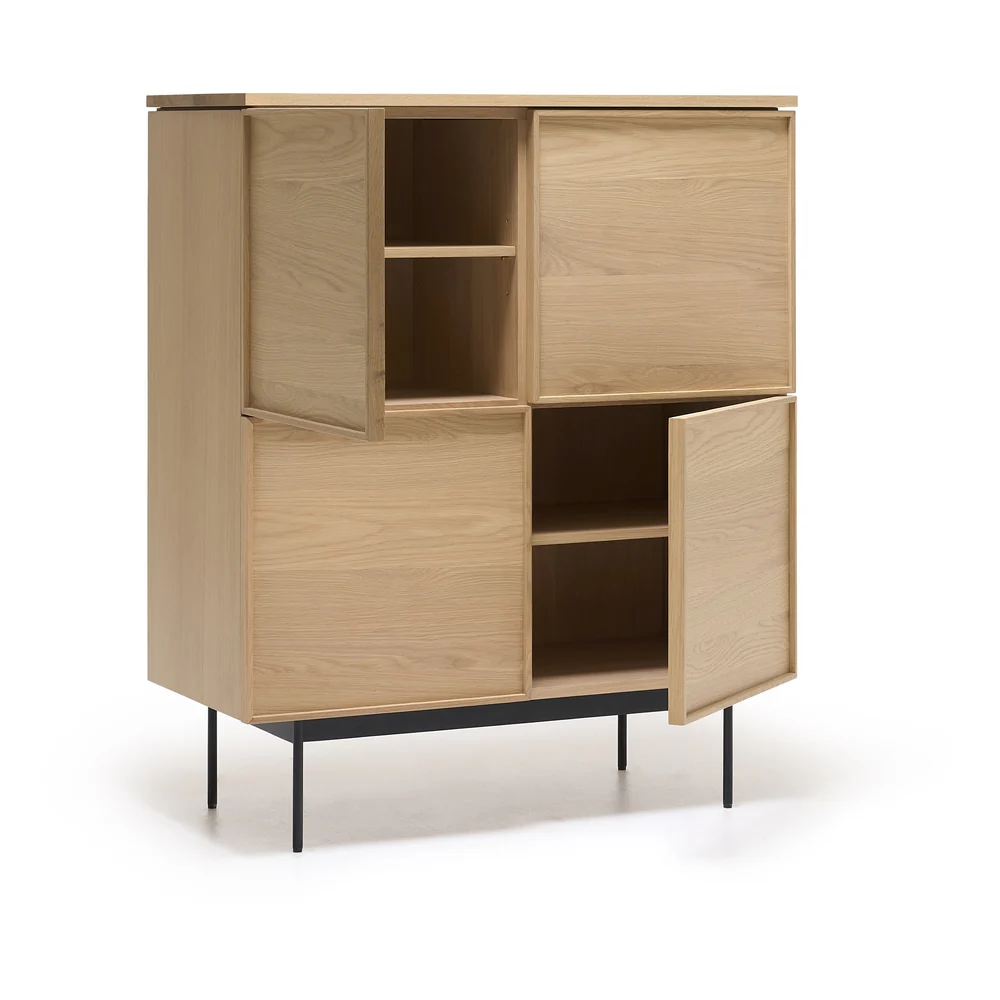 Yorke Plain Timber Tall Highboard with Metal Legs - Image 3