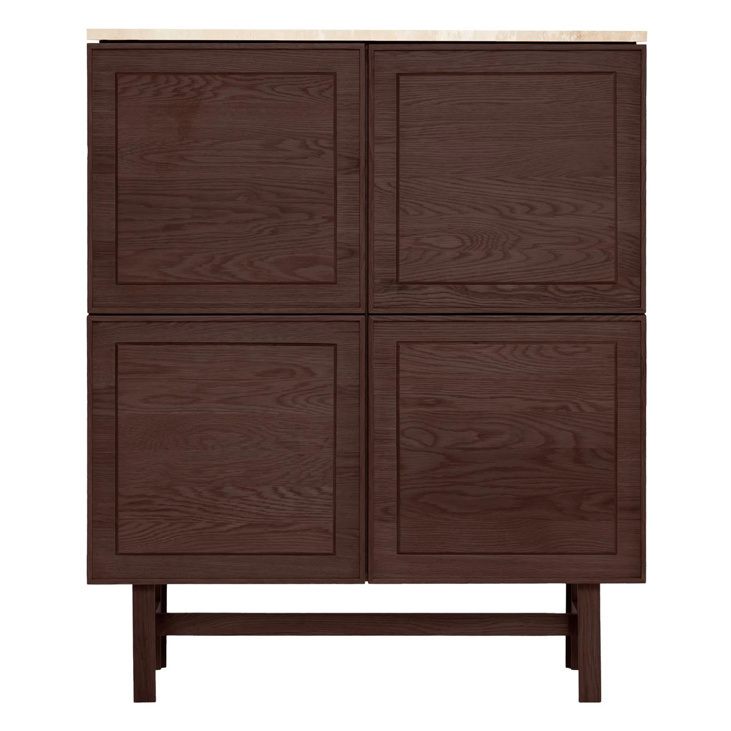Yorke Classic Travertine Tall Highboard with H Legs