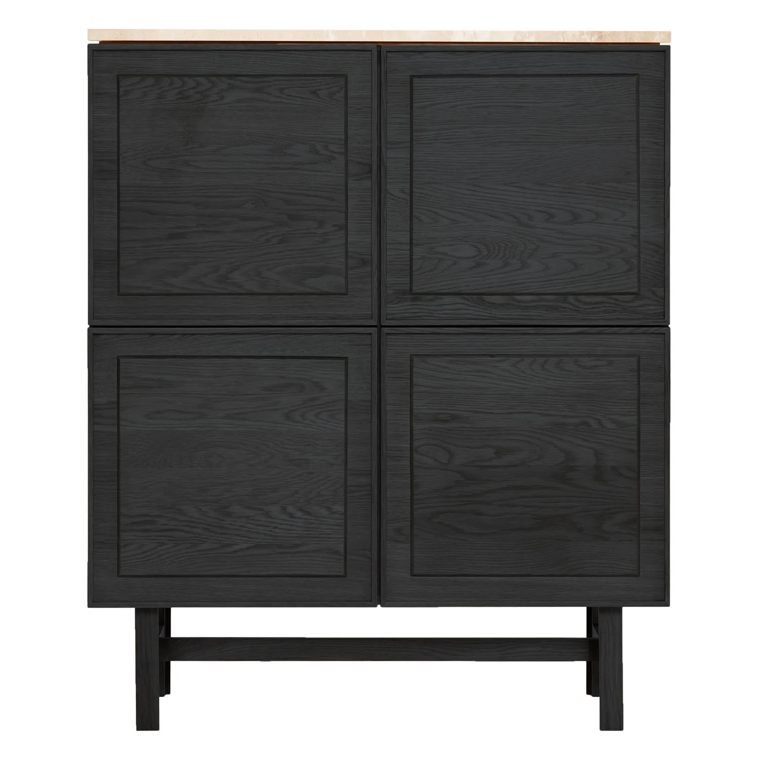 Yorke Classic Travertine Tall Highboard with H Legs - Image 4
