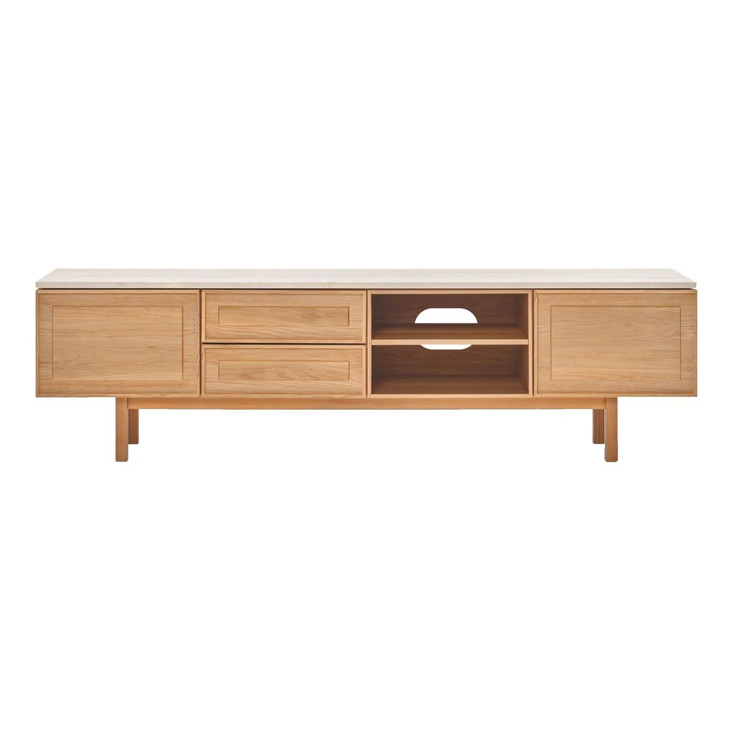 Yorke Classic Travertine TV Unit - 2 Drawers/2 Doors with Simple Legs